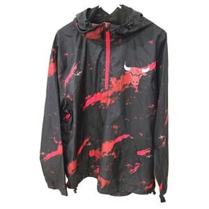NBA Sz Large Chicago Bulls 1/4 Zip Windbreaker Pullover